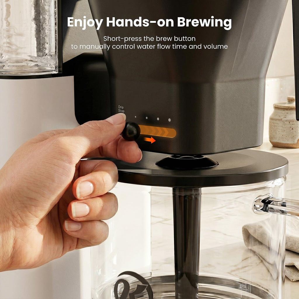 Kismile SCA Certified 8-Cup Coffee Maker, 6-Min Quick Brew, Hot & Cold Brew Coffee Machine, Adjustable Flow Control, Magnetic Anti-Drip, Keep Warm, DIY Manual Mode, Dishwasher Safe, Olive Green
