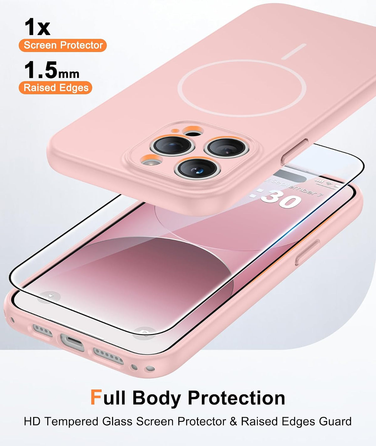 FNTCASE for iPhone 14 Pro Max Case Light Pink: Compatible with MagSafe