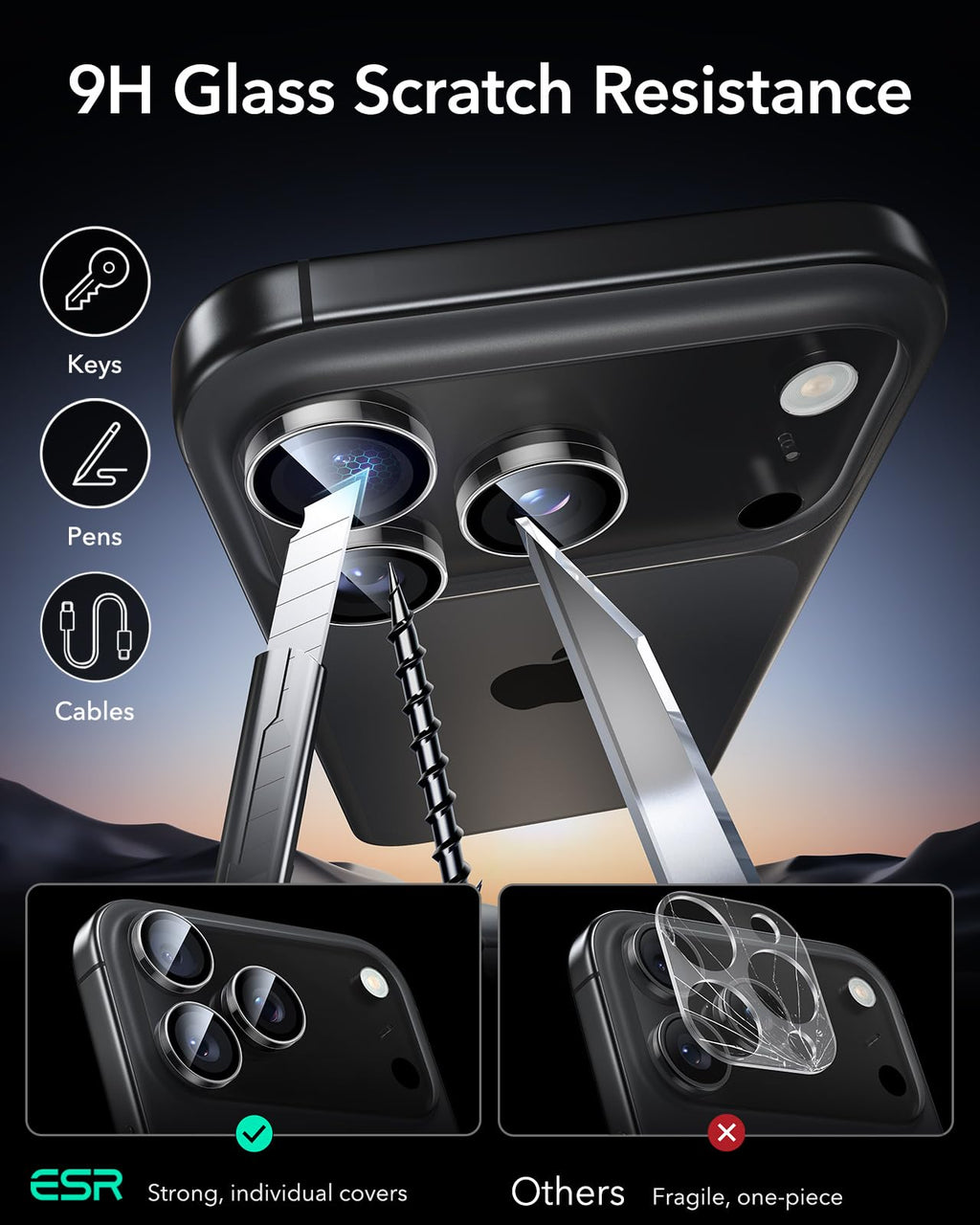 ESR for iPhone Duo Camera Lens Protector, 2 Pack, Black