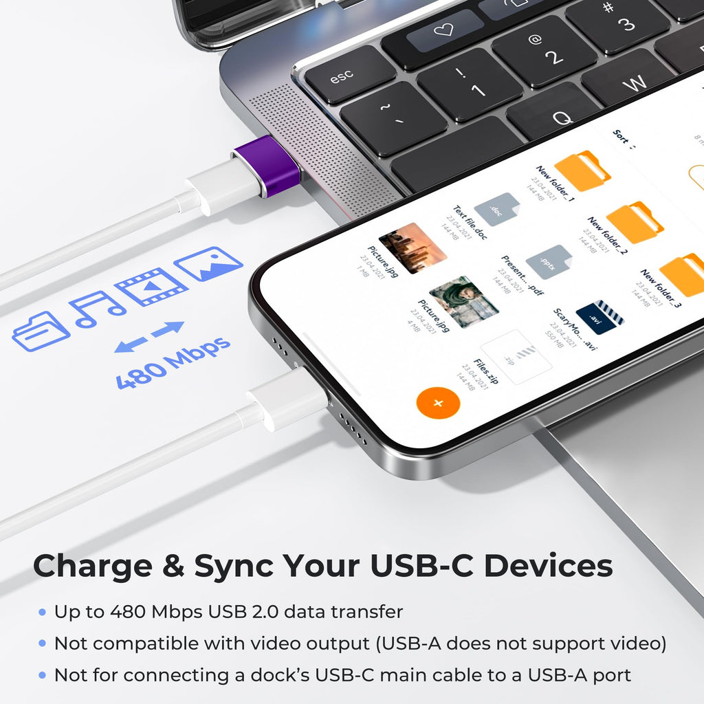Basesailor USB C Female to USBA Male Adapter,Type C Charger Cable Connector