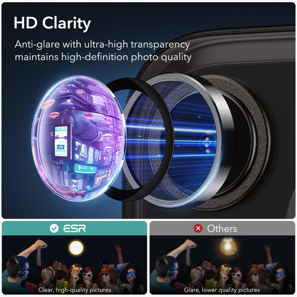 ESR for iPhone Duo Camera Lens Protector, 2 Pack, Black