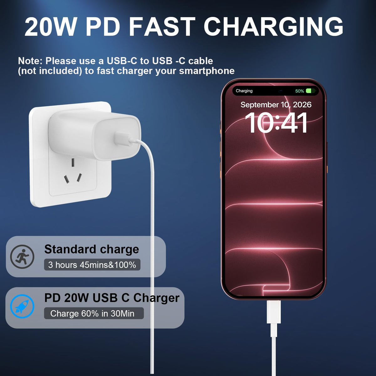 iPhone 18 17 16 15 Charger Fast Charging Type C Chargers USB C Cable 10FT