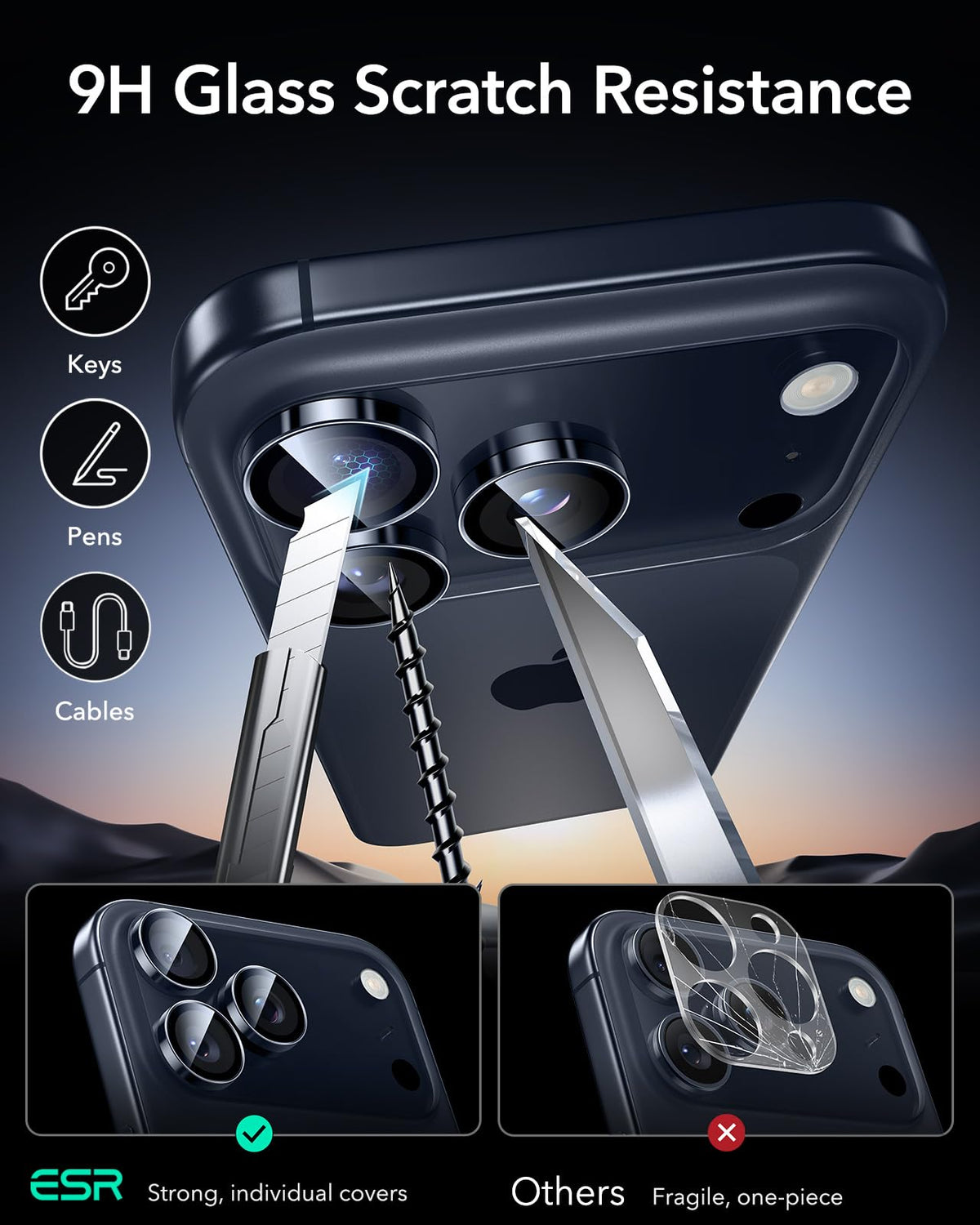 ESR for iPhone Duo Camera Lens Protector, 2 Pack, Black