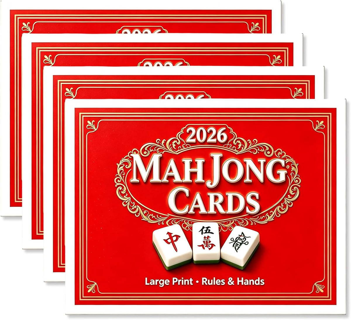 2026 Mah Jong Card, Large Print for American Rules - 4Pcs
