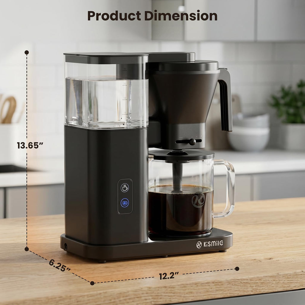Kismile SCA Certified 8-Cup Coffee Maker, 6-Min Quick Brew, Hot & Cold Brew Coffee Machine, Adjustable Flow Control, Magnetic Anti-Drip, Keep Warm, DIY Manual Mode, Dishwasher Safe, Olive Green