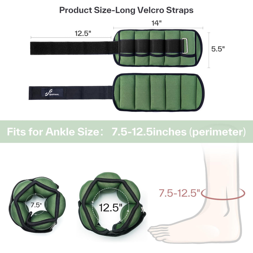 Sportneer Adjustable Ankle Weights, 2-10 lb per Pair, Removable Weights