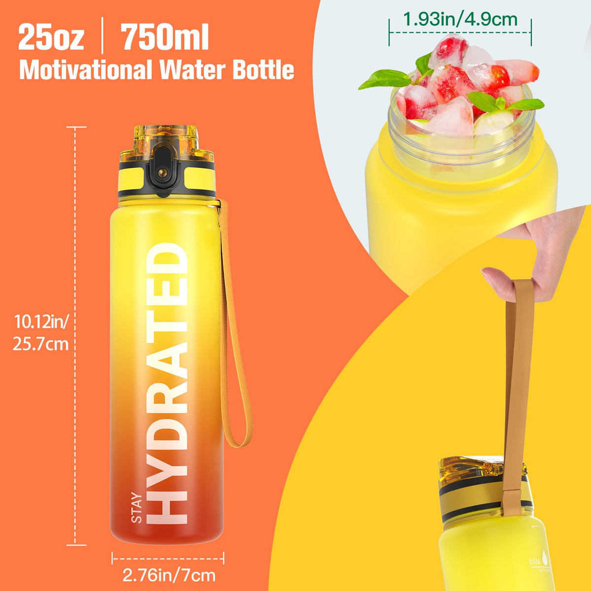 Sahara Sailor Water Bottle 32oz, Tritan Sports Bottle with Time Marker