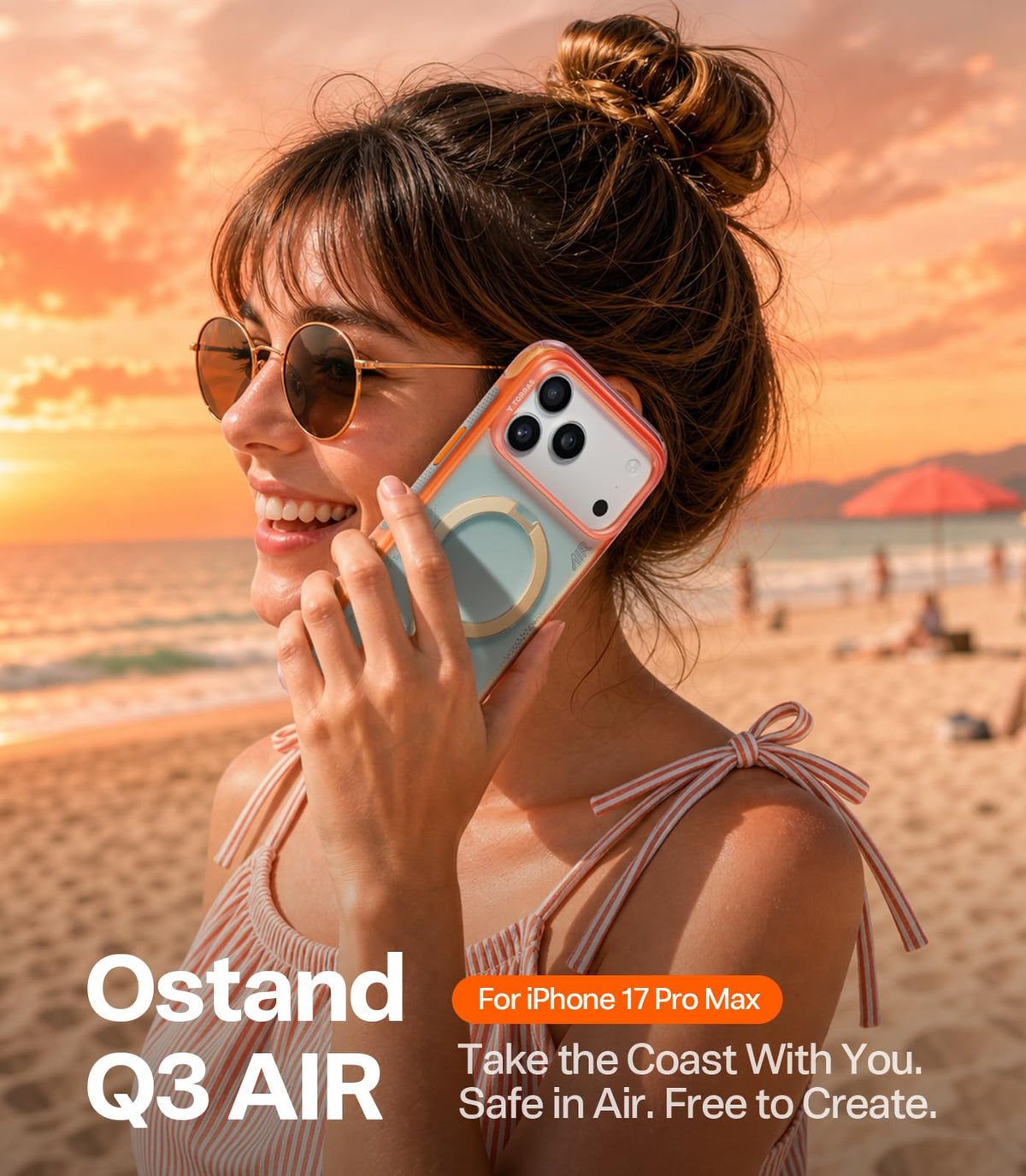 TORRAS Ostand Q3 Air for iPhone 15 Pro Max Case with Stand, Shockproof