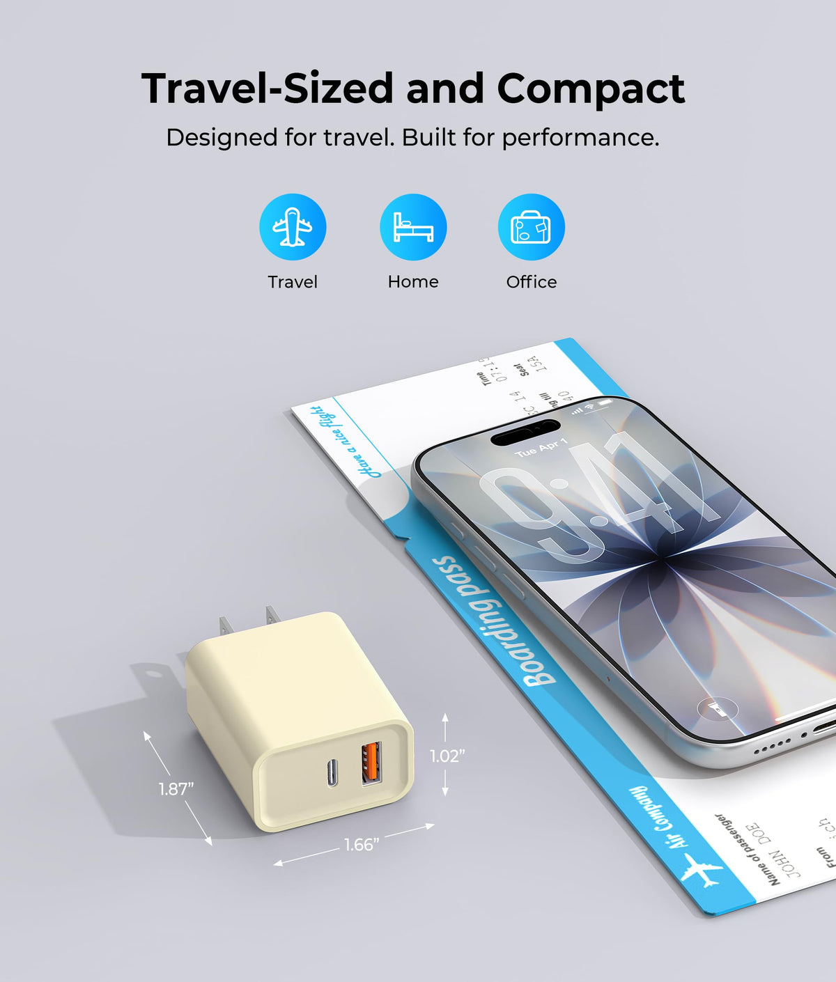 [2 Pack] 20W USB C Charger Block, Fast Charging Dual Port Wall Charger