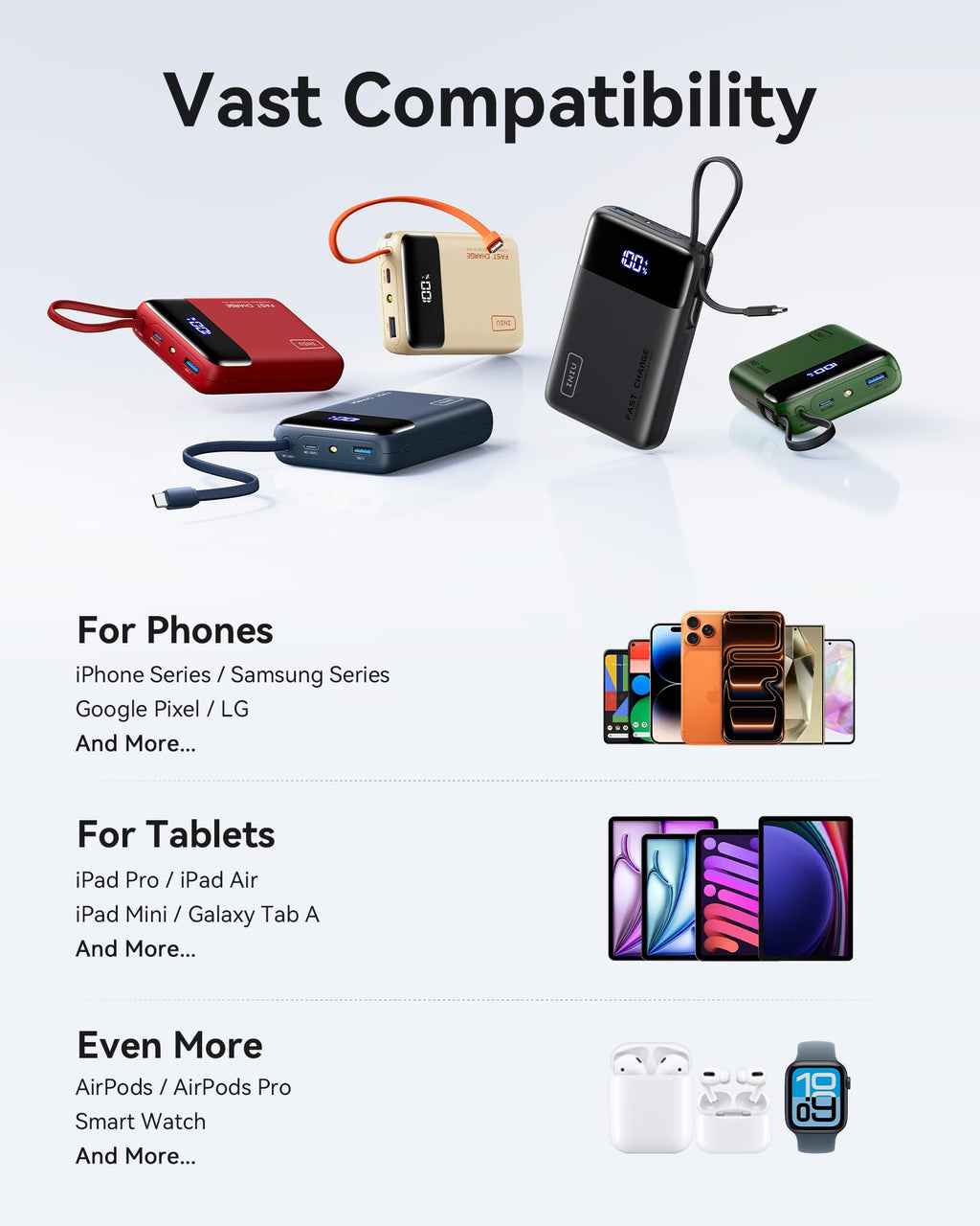 INIU Portable Charger, Smaller 45W Fast Charging Power Bank, 10000mAh Black