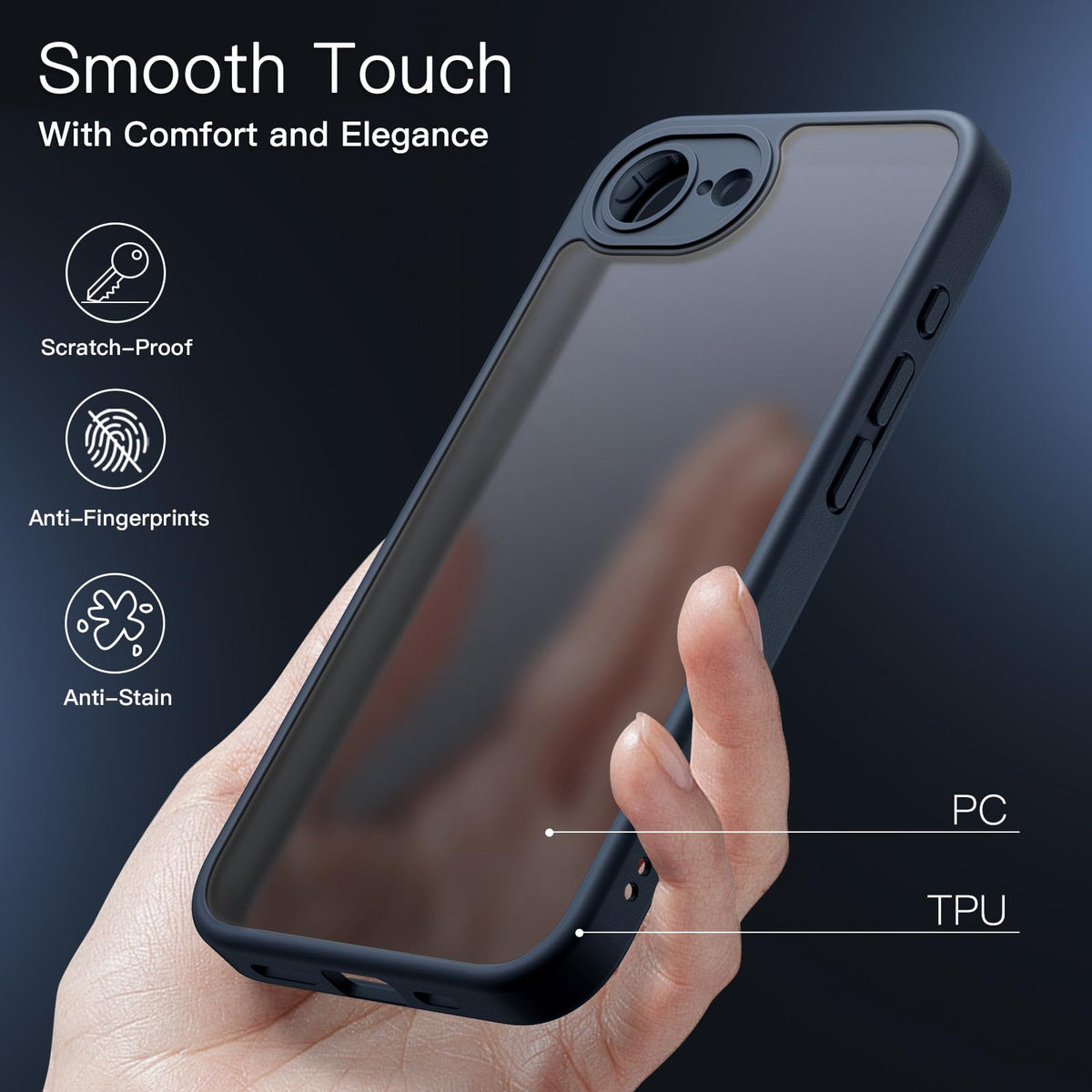 JETech Matte Case for iPhone Air, Black
