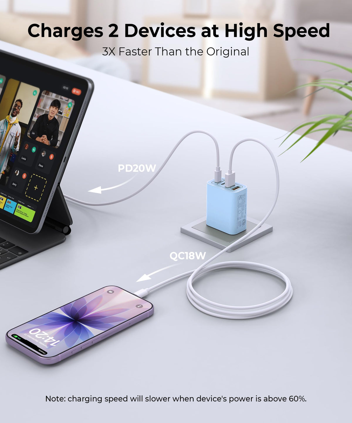 [2-Pack] USB C Wall Charger, 40W Type C Charger Fast Charging Blocks