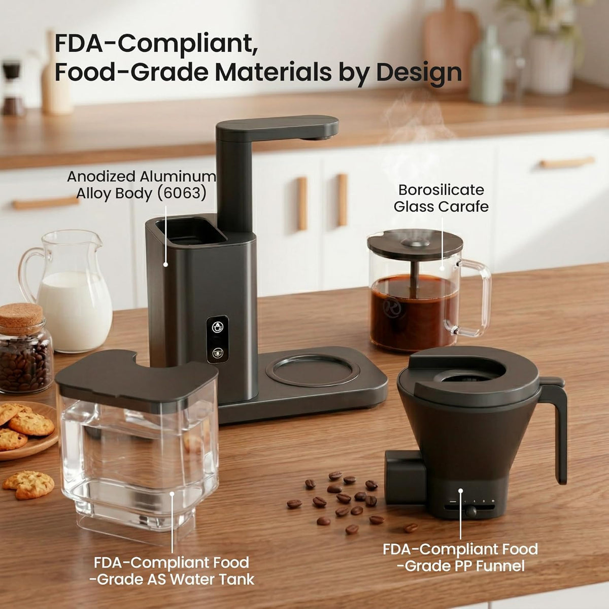 Kismile SCA-Certified 8-Cup Drip Coffee Maker with Pour-Over Control