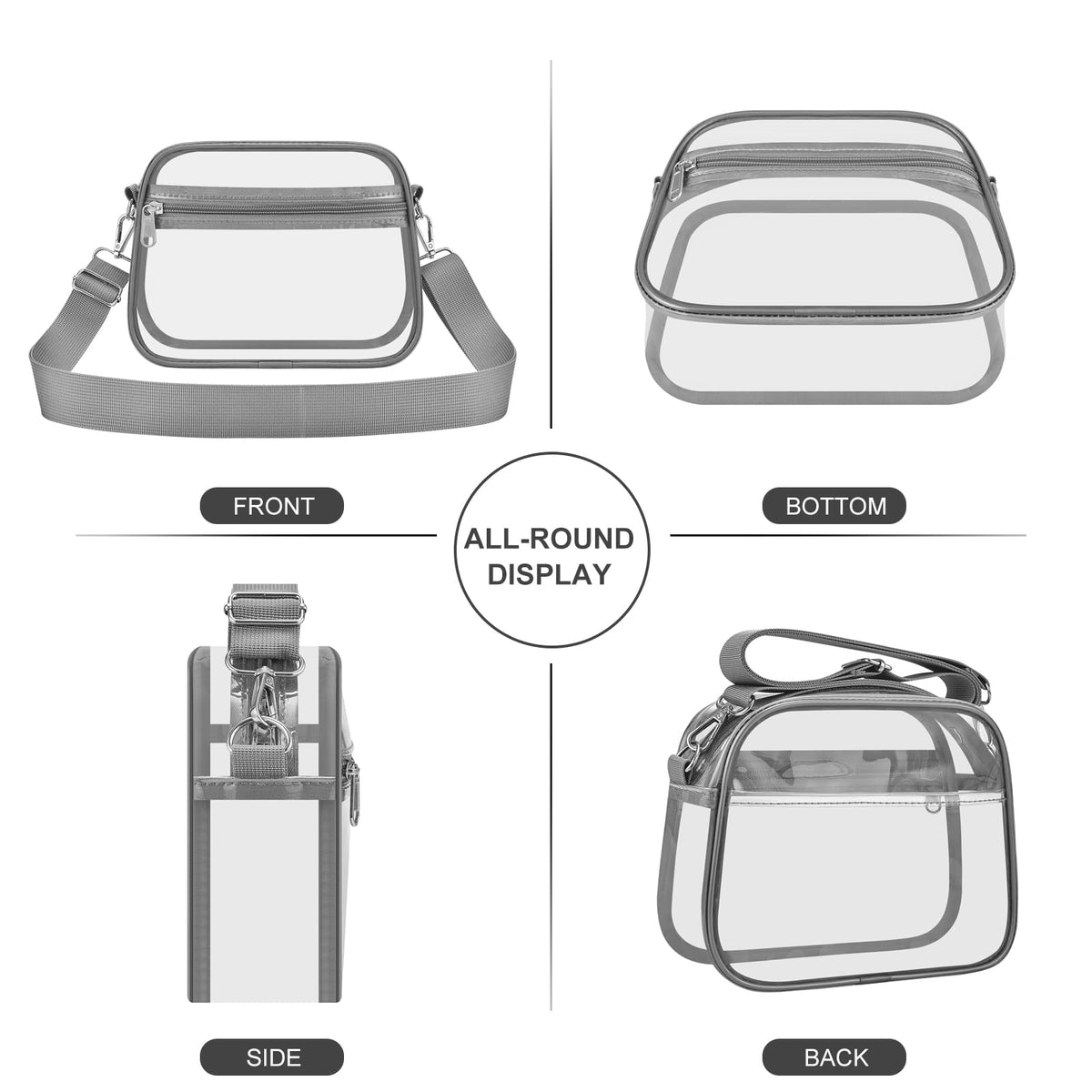 USPECLARE Clear Bag for Stadium Events Clear Sports Fan Handbags Purses