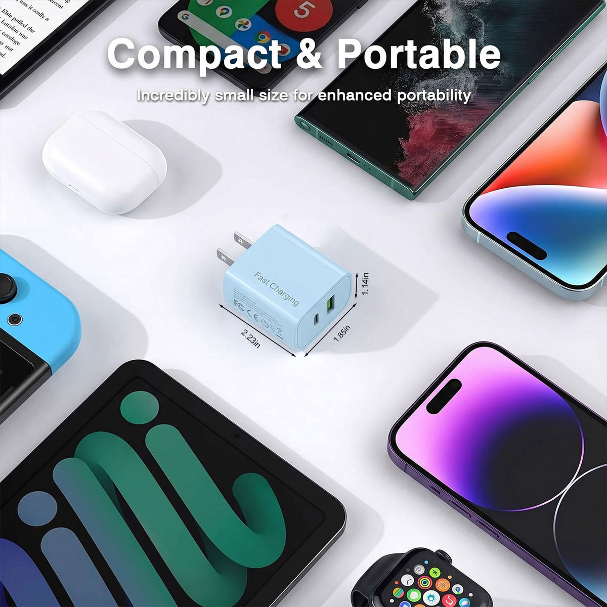 4 Pack USB C Charger Block,20W USB-C & USB-A Port Charger,for i Phone 17/16