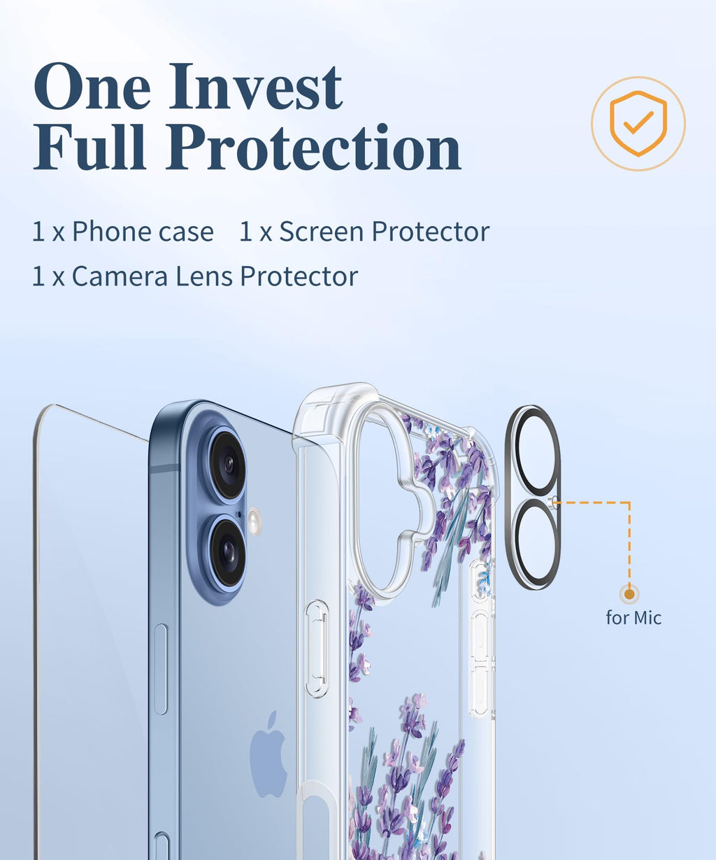 GVIEWIN for iPhone 18 Pro Max Case/17 Pro Max Case Floral Clear Slim Women