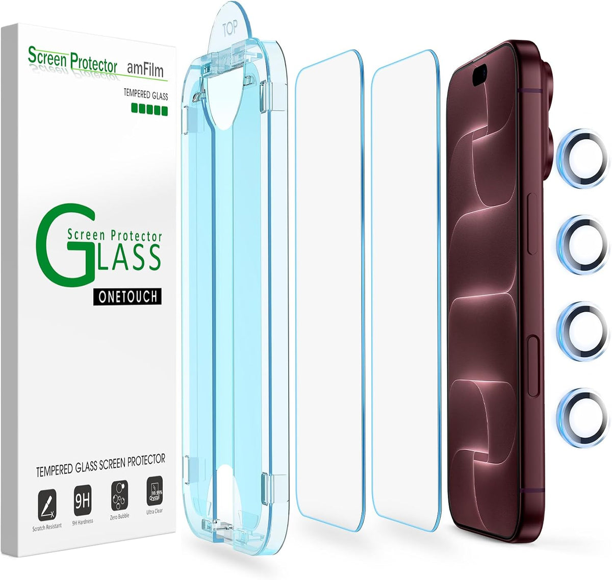 amFilm OneTouch for iPhone 18 Pro Max 6.9'' Screen Protector Tempered Glass