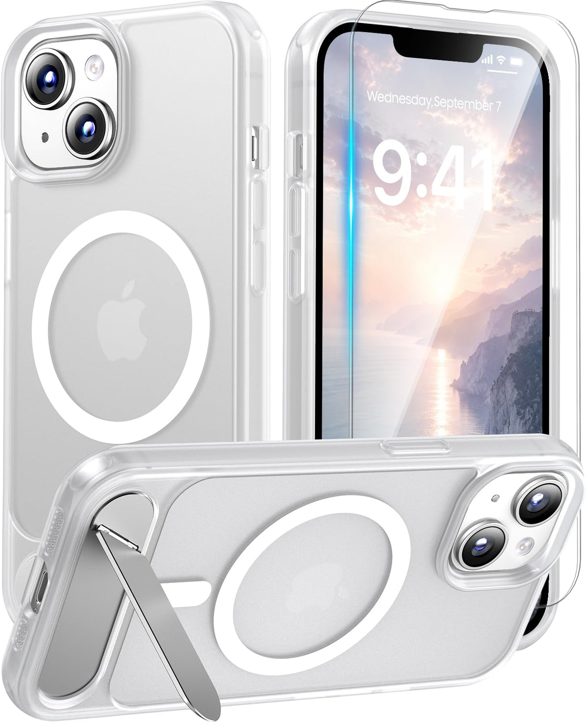 Magnetic for iPhone 15 Case with Stand, Clear