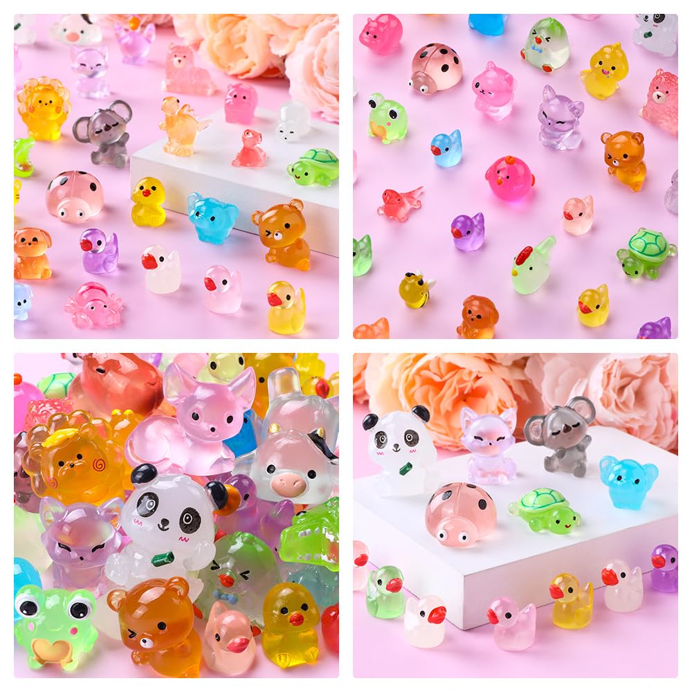 DIYDEC 40PCS Christmas Mini Ducks Figures Toys Miniature Resin Animal Decor