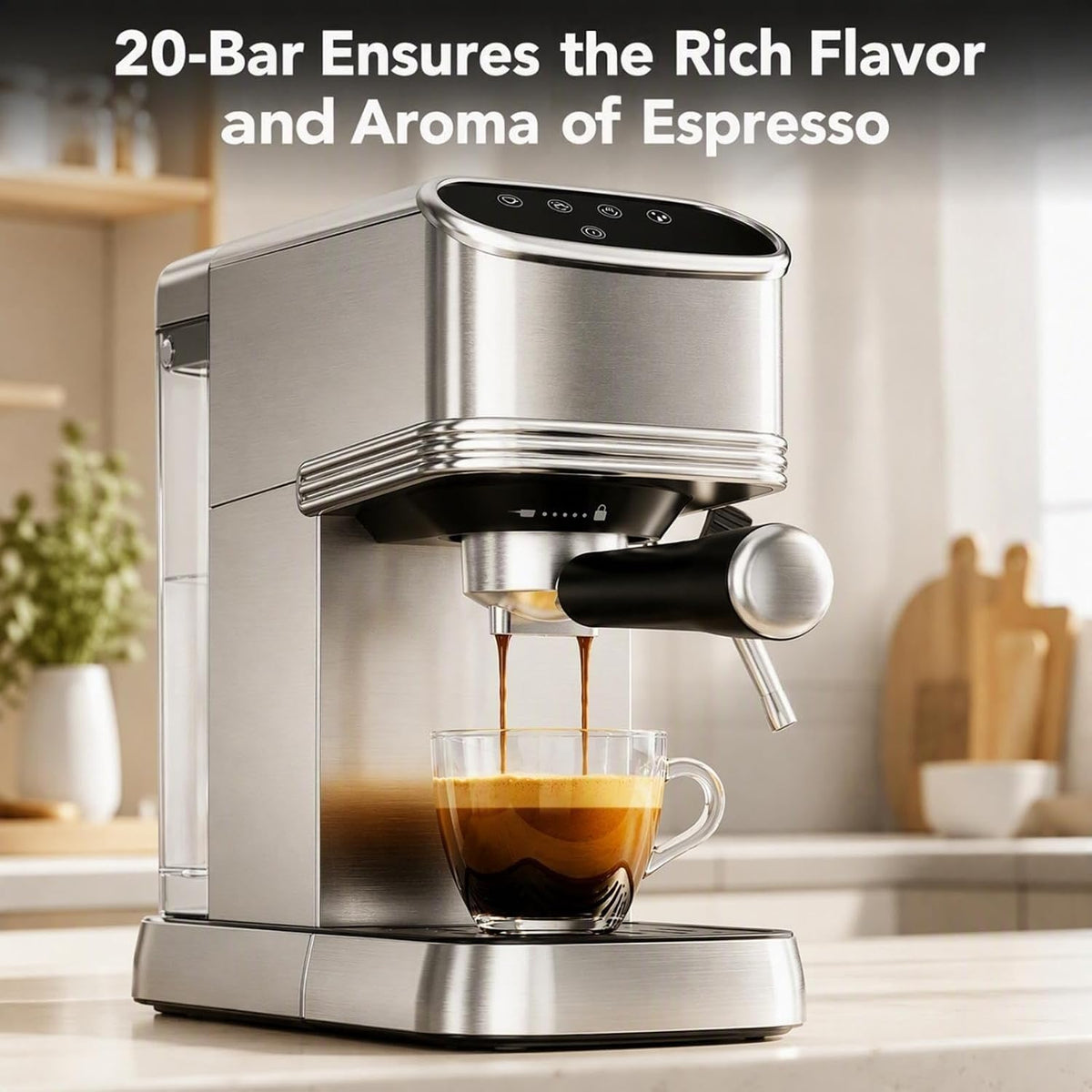 Kismile 20-Bar Espresso Machine with Milk Frother for Ground & Capsule