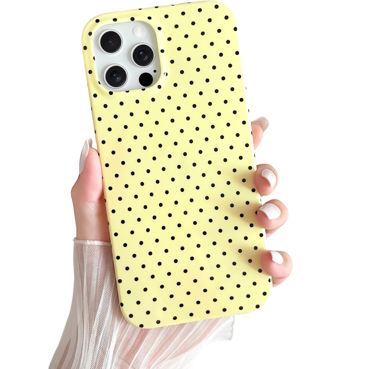 Yeddabox for iPhone 14 Plus Case Cute Polka Dot Phone Case Soft TPU Slim Shockproof Phone Cover for Women Girls, White