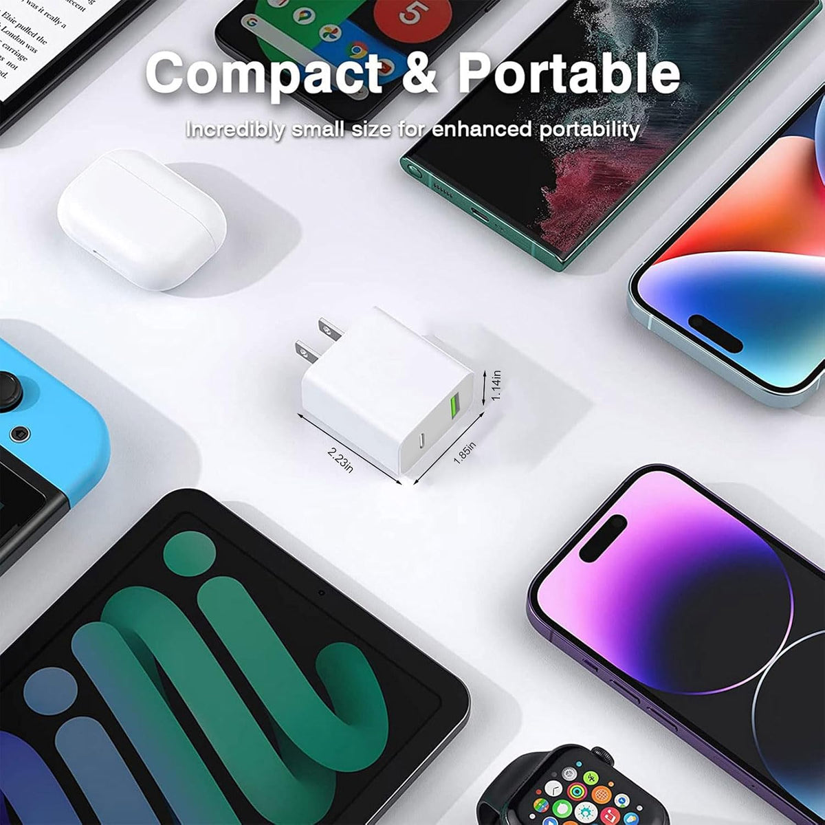 4 Pack USB C Charger Block,20W USB-C & USB-A Port Charger,for i Phone 17/16