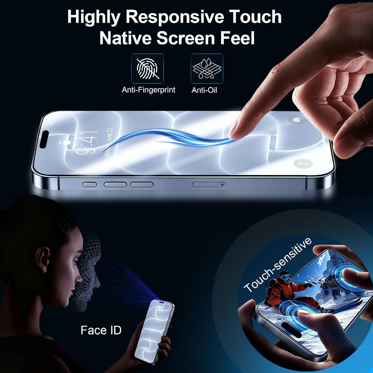 QHOHQ for iPhone 18 Pro Screen Protector, 9H+ Tempered Glass, 3+3 Pack