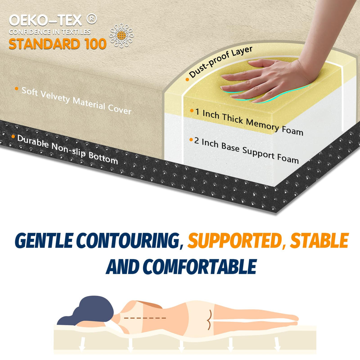 CYMULA Memory Foam Camping Mattress Pad, Sleeping Mat, Portable Roll Up Mattress for Adults, Camping Bed Pads for Sleepover, Car Bed with Travel Bag
