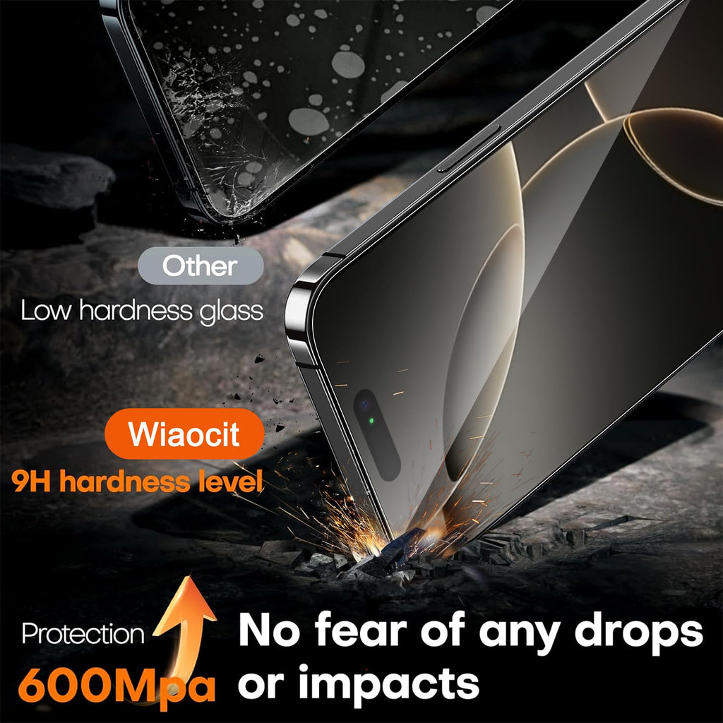 Wiaocit Privacy Screen Protector for iPhone 18 Pro, Tempered Glass