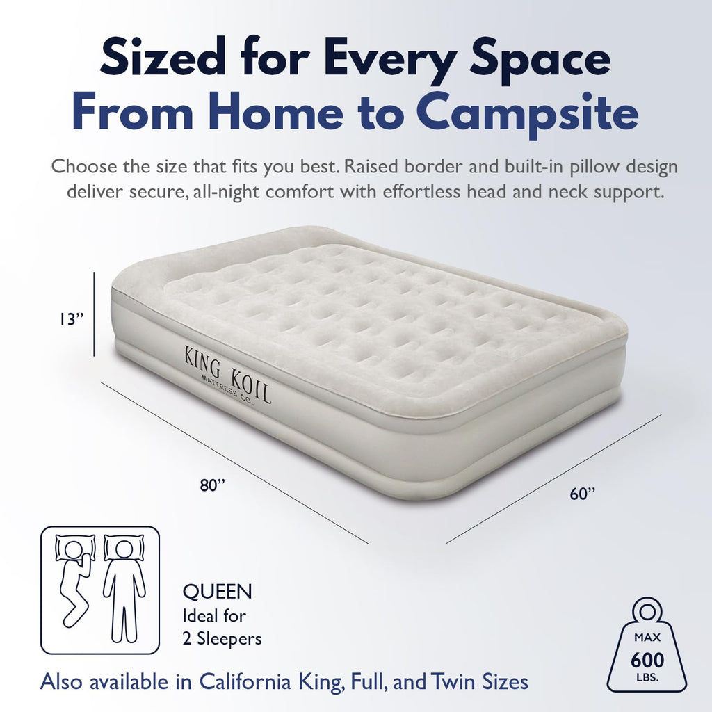 King Koil California King Air Mattress with Built-in Pump, 20” Raised Bed