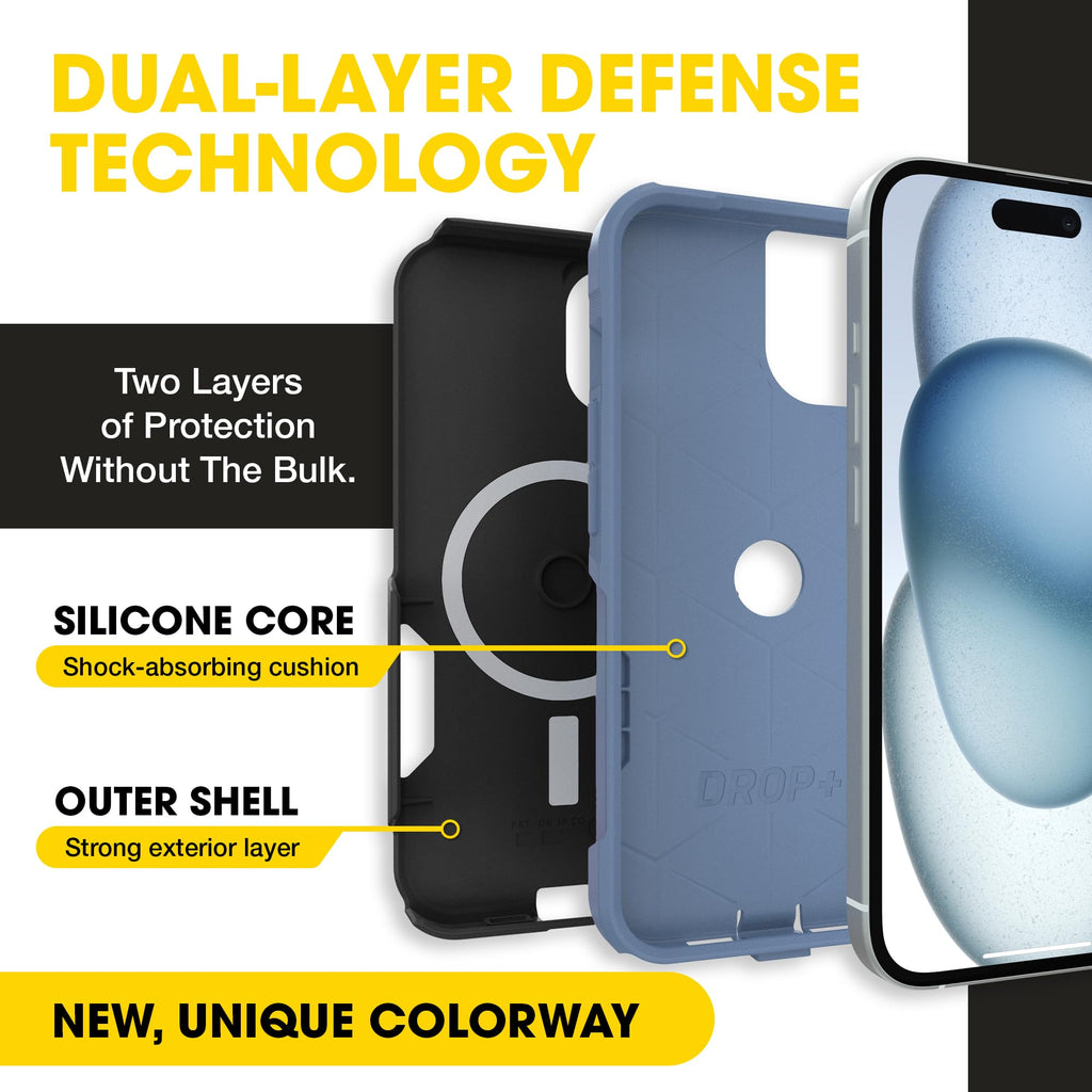OtterBox iPhone 17e, 16e, 15, 14, & 13 Commuter Series Case - Black, Slim & Tough, Pocket-Friendly, with Port Protection - Thin & Protective iPhone Case, Dual-Layer, Impact Absorbing iPhone Case