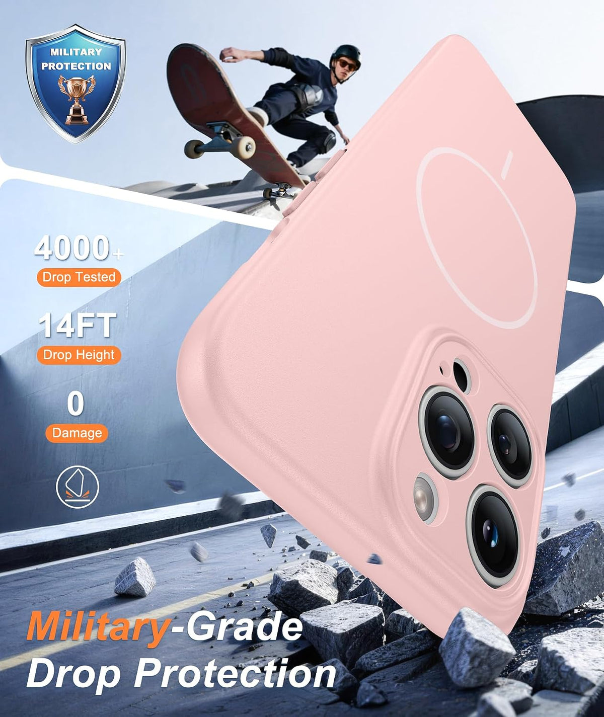 FNTCASE for iPhone 14 Pro Max Case Light Pink: Compatible with MagSafe