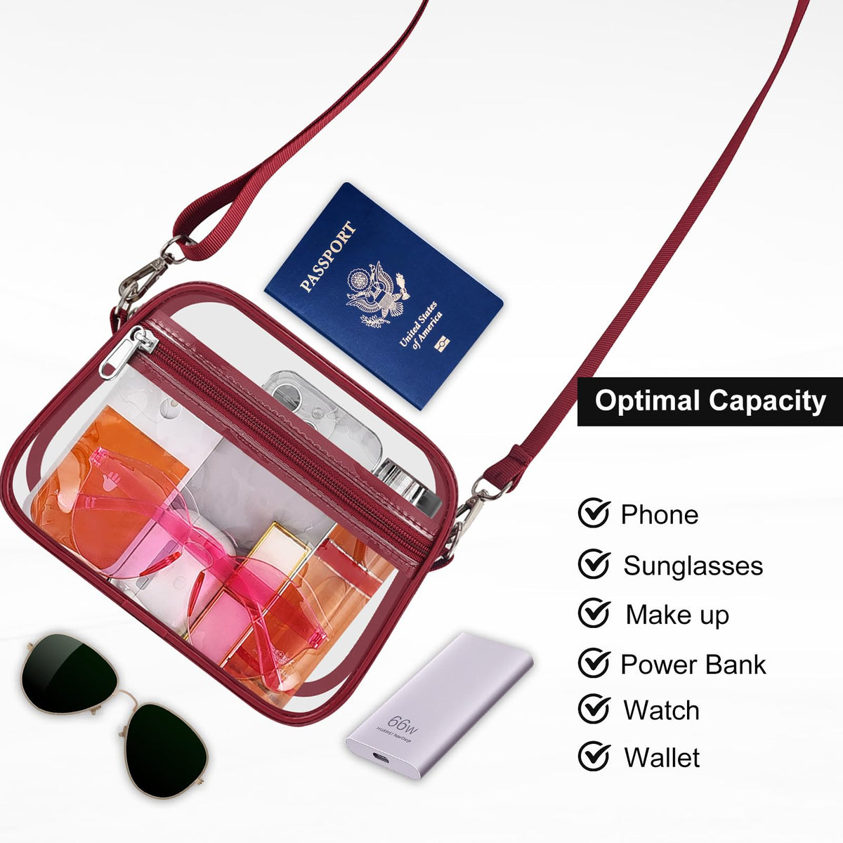 USPECLARE Clear Bag for Stadium Events Clear Sports Fan Handbags Purses