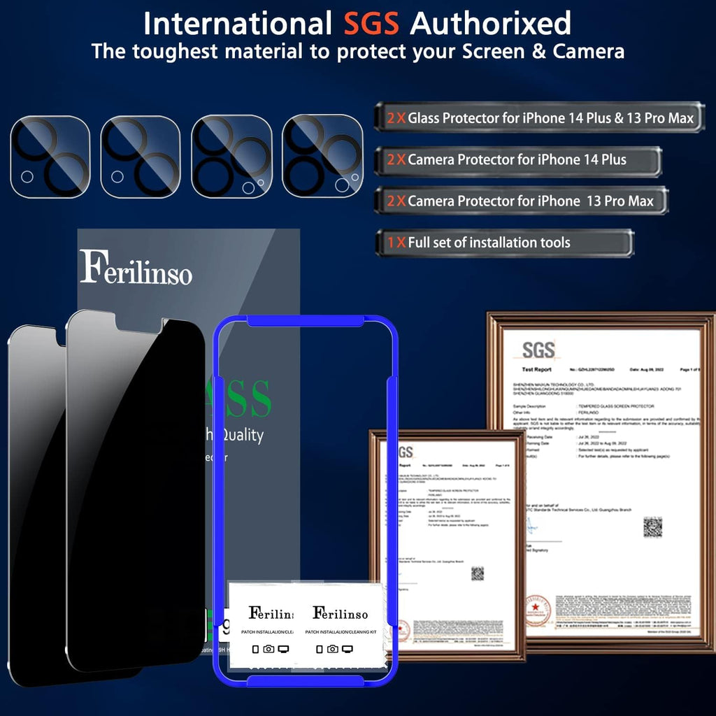 Ferilinso Camera Lens Protector for iPhone 14/15/14 Plus/15 Plus/13/13 Mini