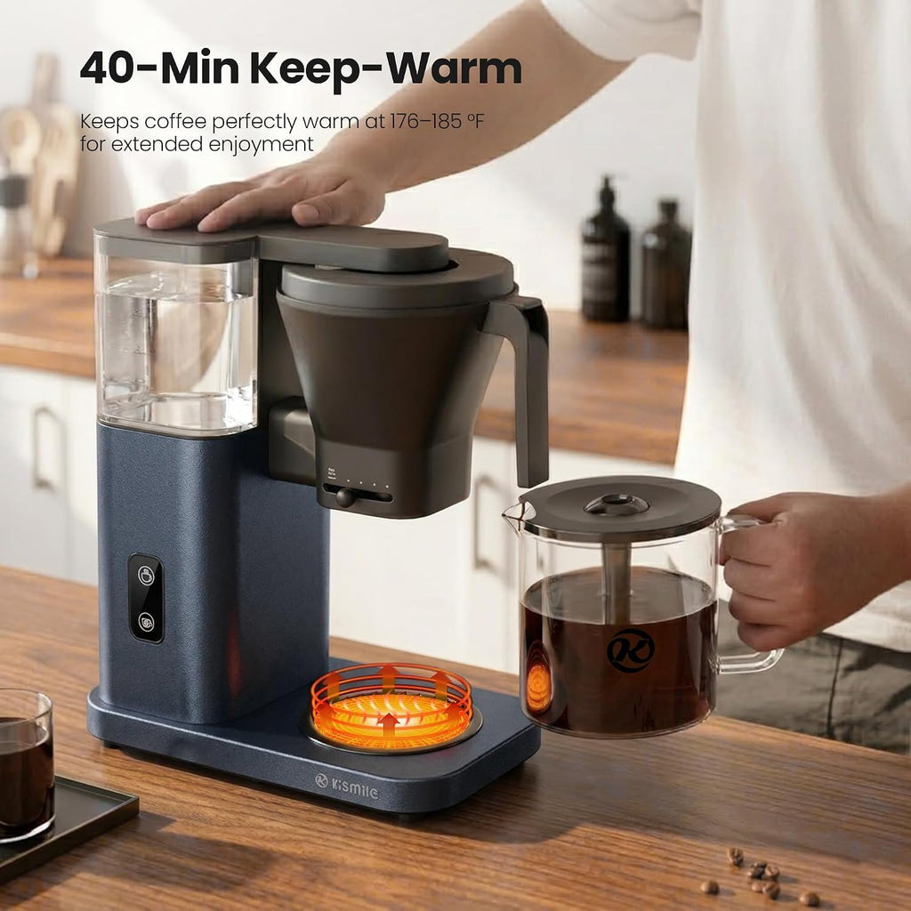 Kismile SCA-Certified 8-Cup Drip Coffee Maker with Pour-Over Control