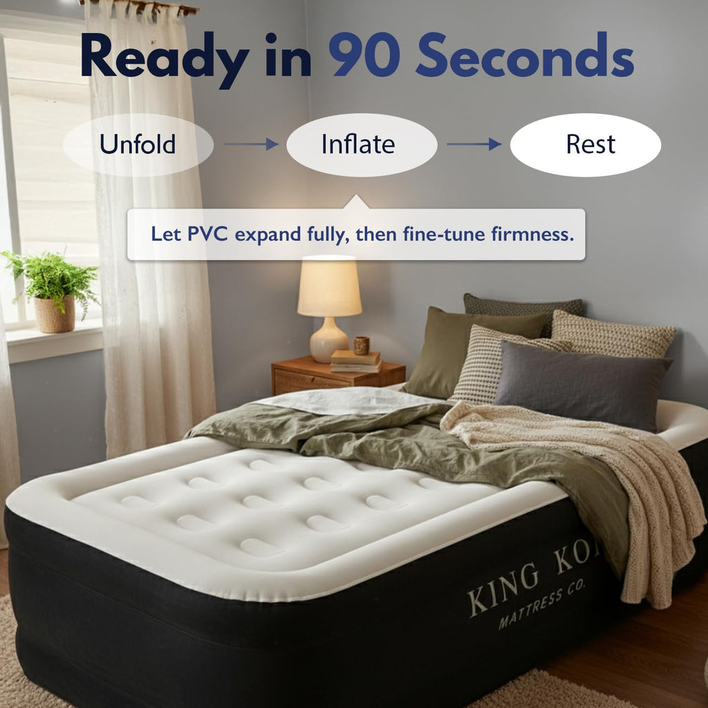 King Koil California King Air Mattress with Built-in Pump, 20” Raised Bed