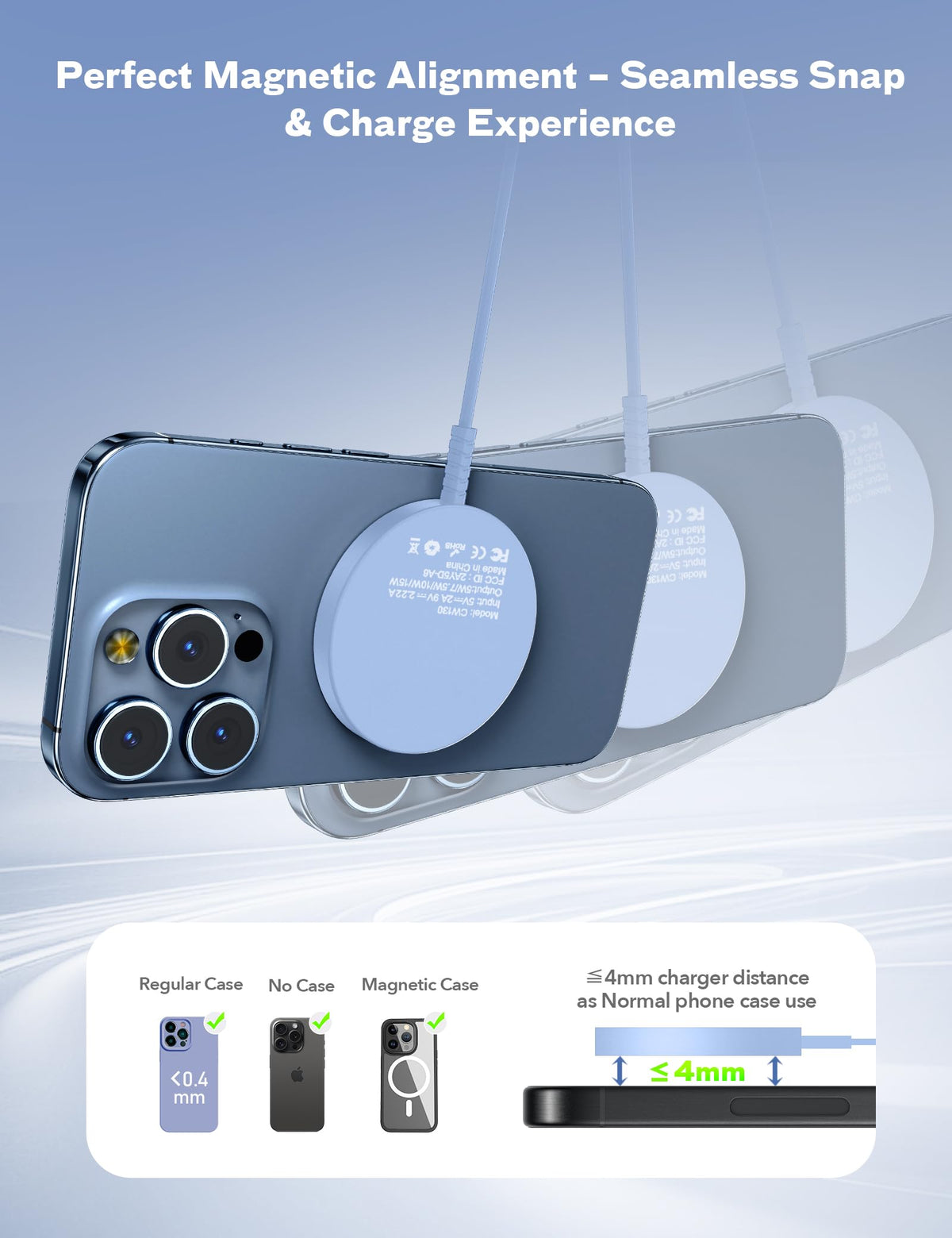 Magsafe Charger Magnetic Wireless Charge iPhone: Strong Magnet Charging Pad