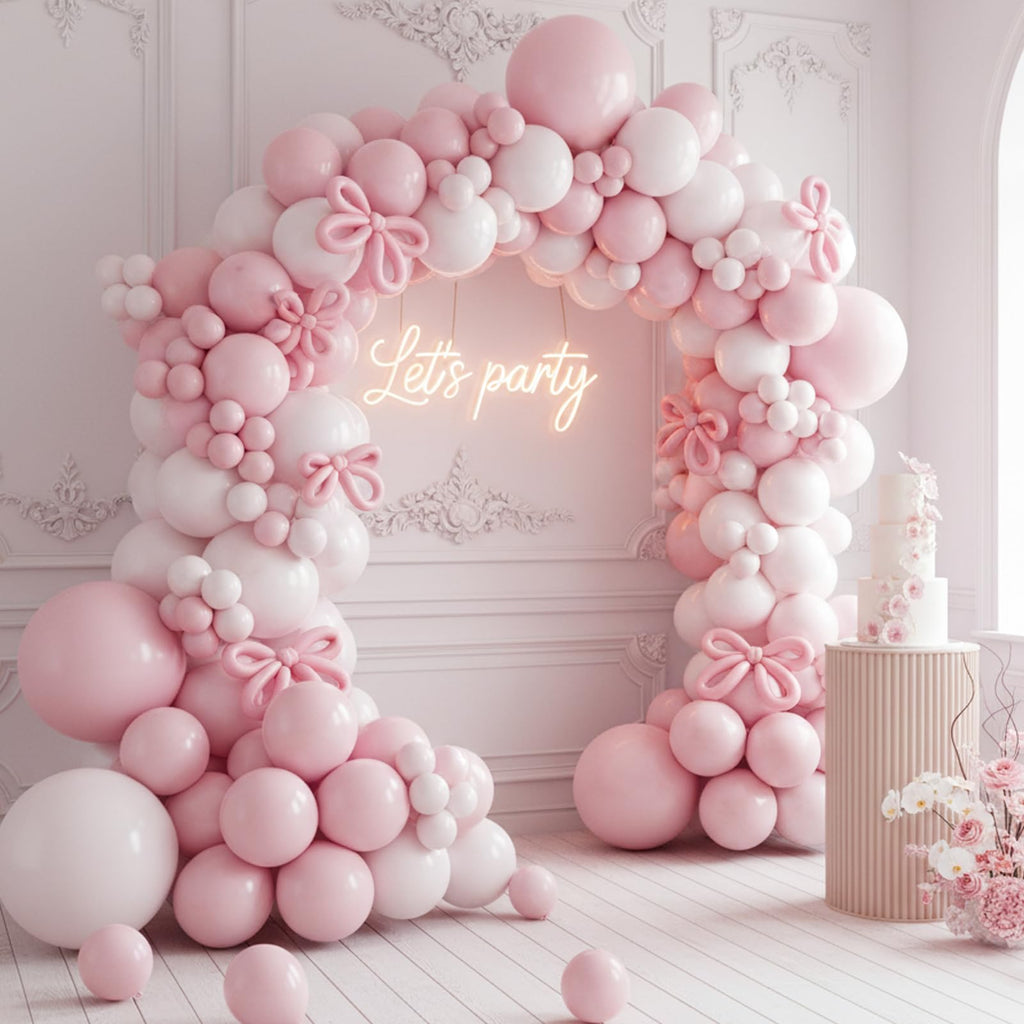RUBFAC Pink Balloons Pastel Pink Balloon Arch Kit Different Sizes 129pcs