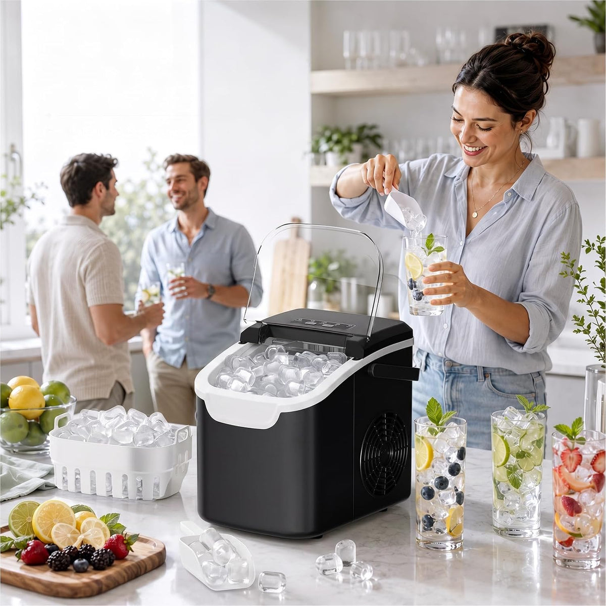 Kismile Countertop Ice Maker Machine, 26Lbs/Day Fastest 6‑Min Ice