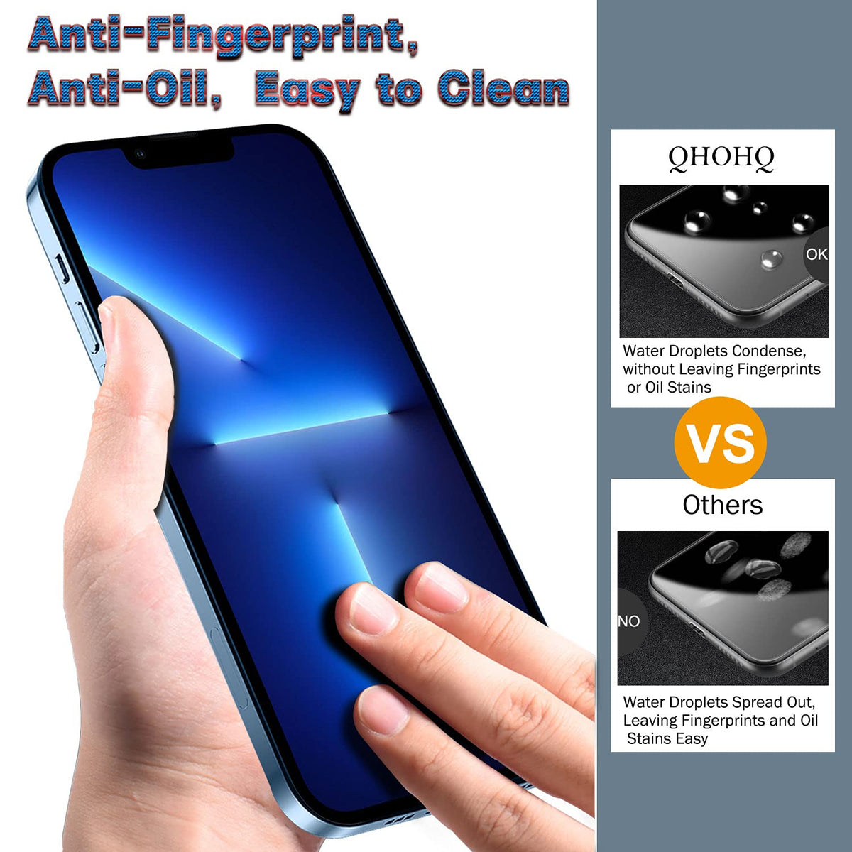 QHOHQ for iPhone 18 Pro Screen Protector, 9H+ Tempered Glass, 3+3 Pack