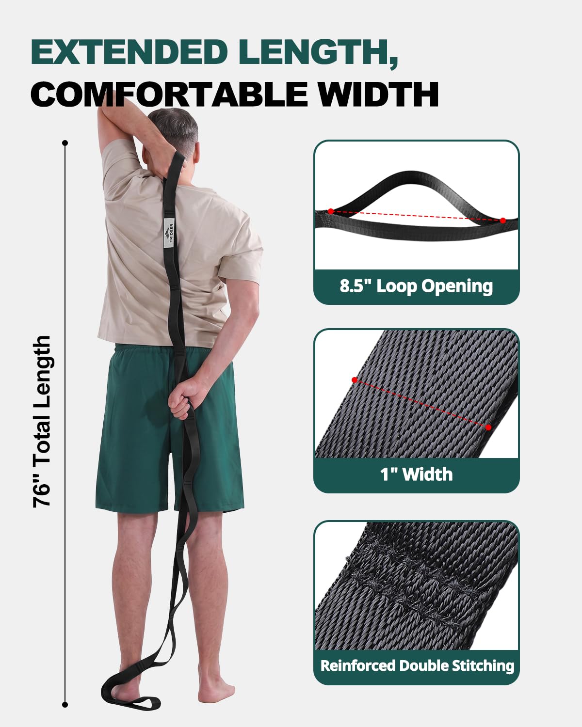 Trideer Stretching Strap with Loops, Yoga Strap, Stretch Bands for Exercise