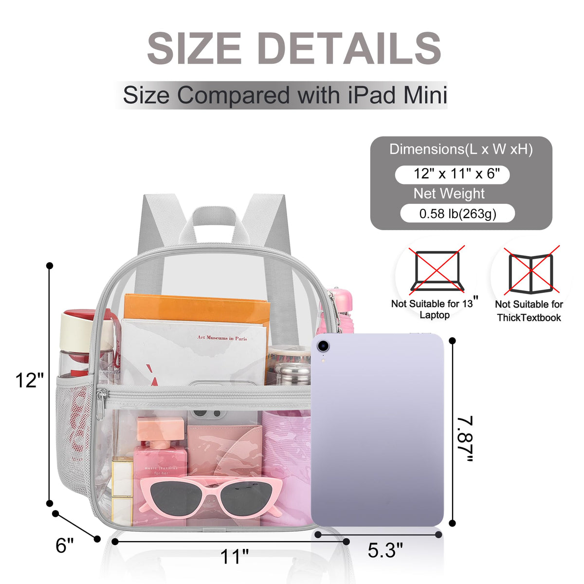 Oraben Clear Backpack for Stadium Events Sports Fan Backpack Stadium Bag