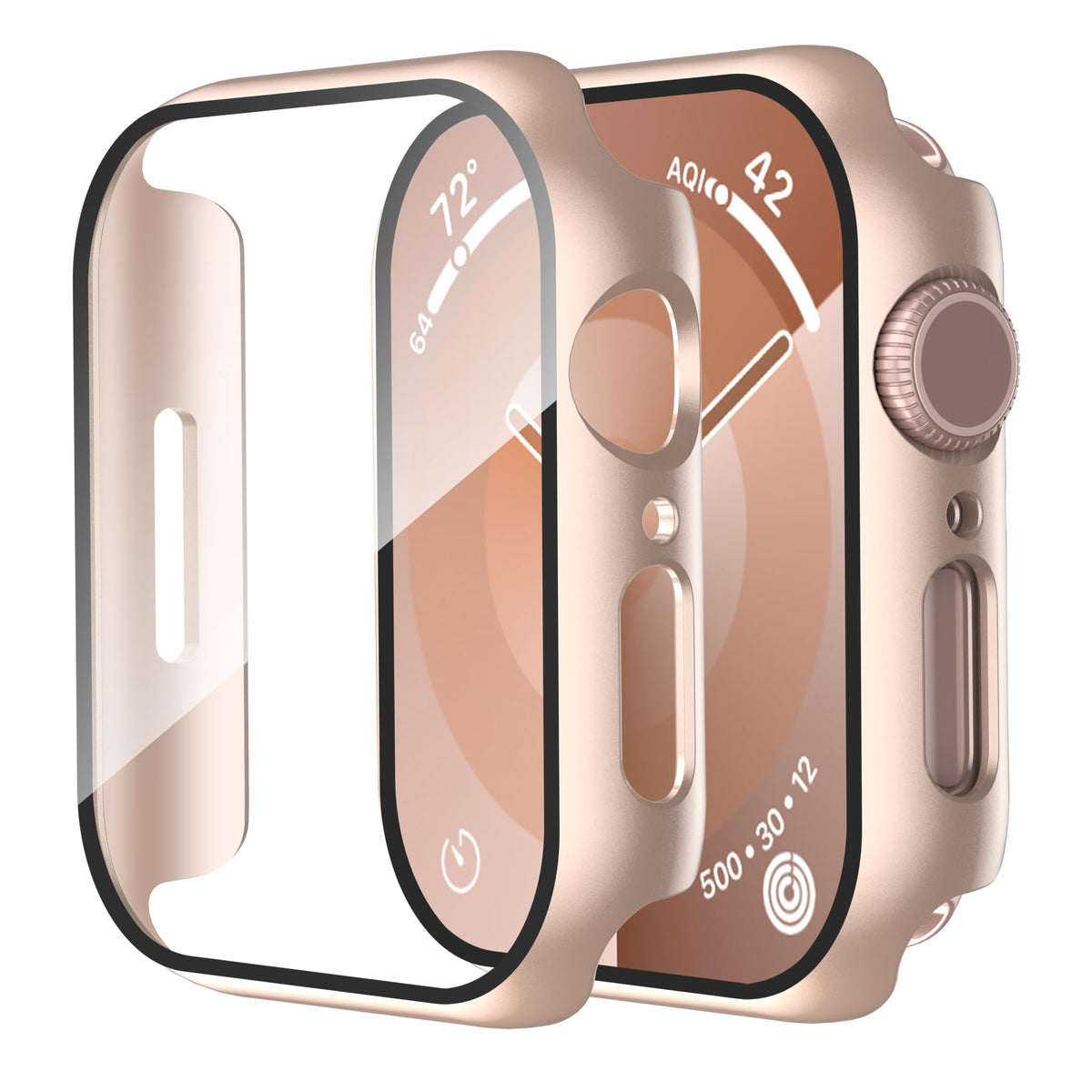Smiling 2 Pack Case Compatible with Apple Watch Series 9/8/7 41mm with Tempered Glass Screen Protector, Hard PC Case Overall Protective Cover- 1 Silver + 1 Transparent