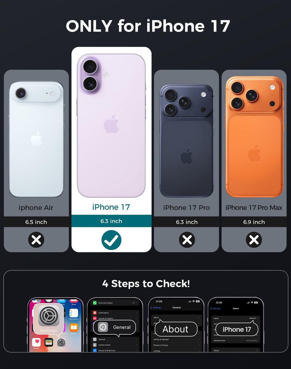 Goton 3 in 1 for iPhone 17 Pro Case with Privacy Screen Protector Blue
