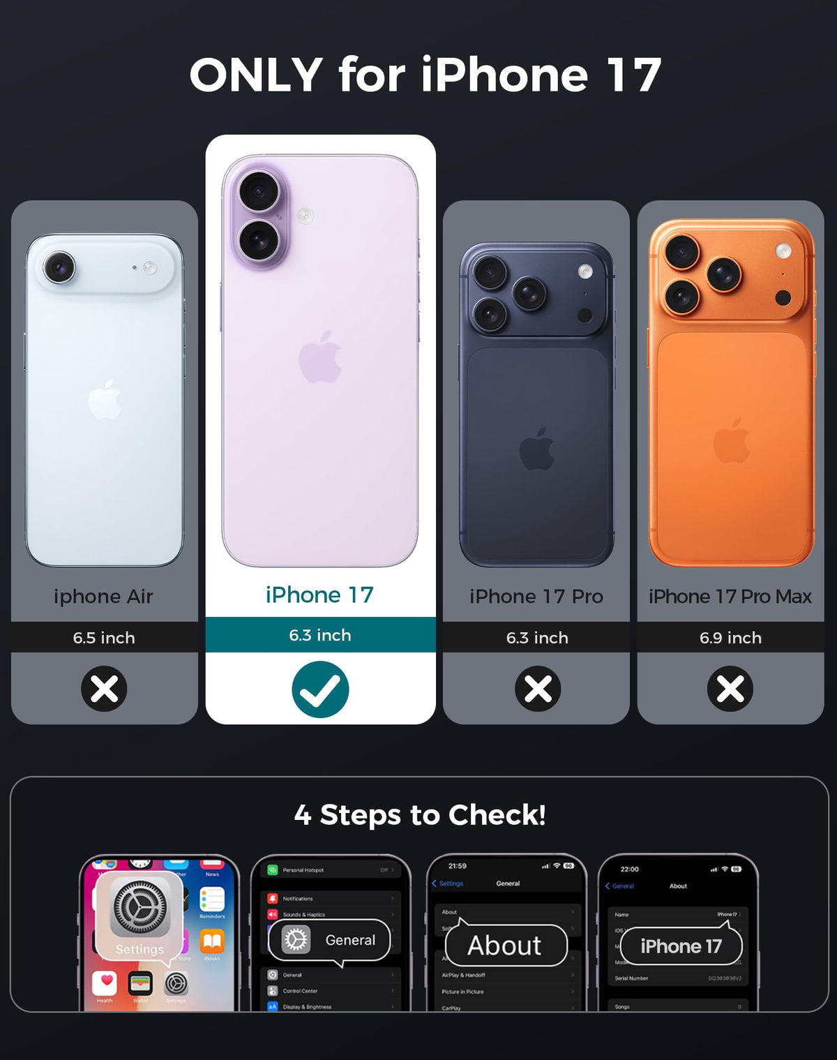 Goton 3 in 1 for iPhone 17 Pro Case with Privacy Screen Protector Blue