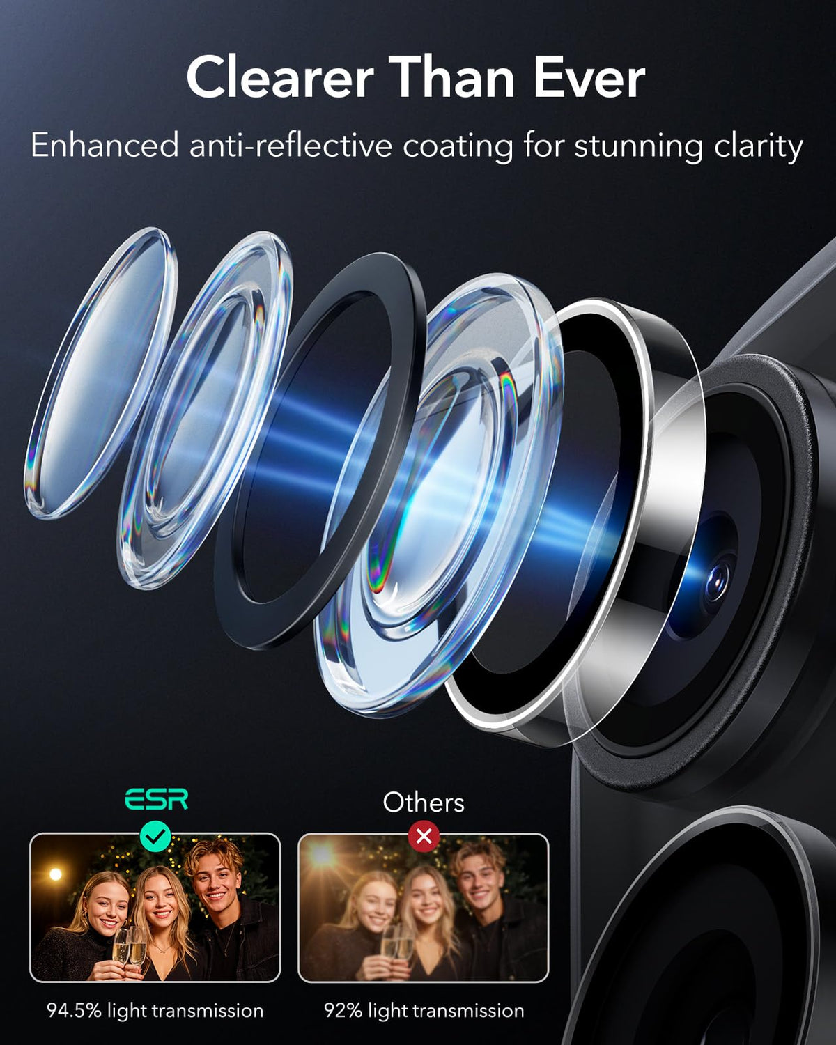 ESR for iPhone Duo Camera Lens Protector, 2 Pack, Black