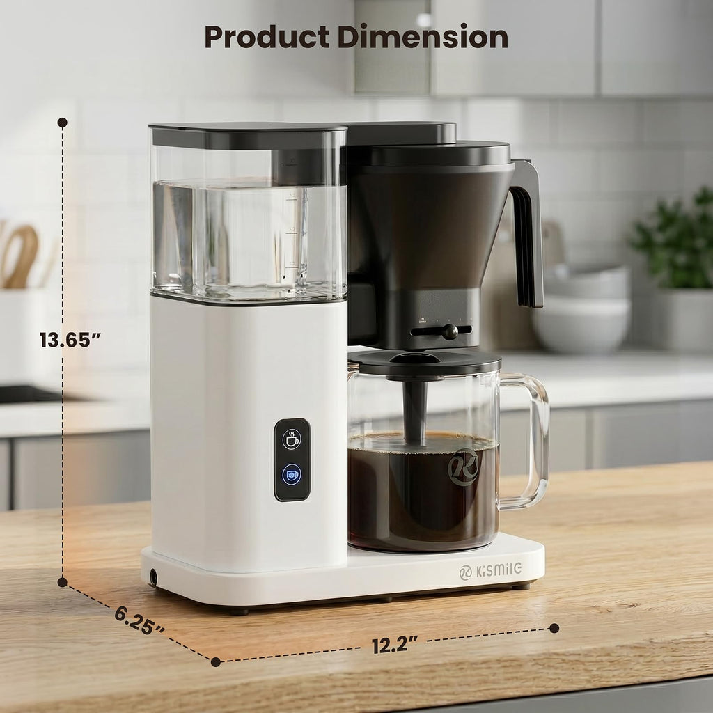 Kismile SCA Certified 8-Cup Coffee Maker, 6-Min Quick Brew, Hot & Cold Brew Coffee Machine, Adjustable Flow Control, Magnetic Anti-Drip, Keep Warm, DIY Manual Mode, Dishwasher Safe, Olive Green