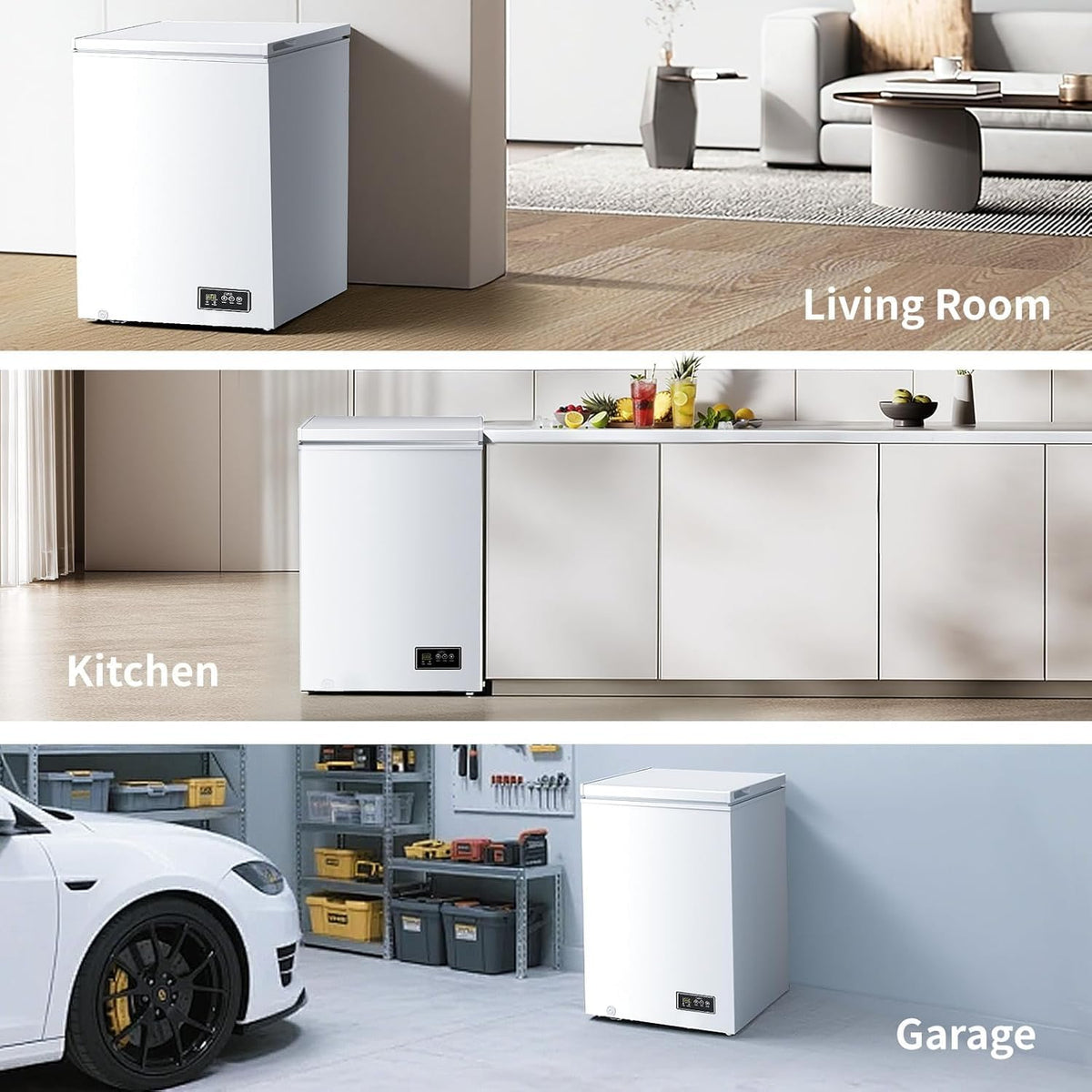 Kismile 3.5 Cu.Ft. Compact Chest Deep Freezer, Top-Opening Design