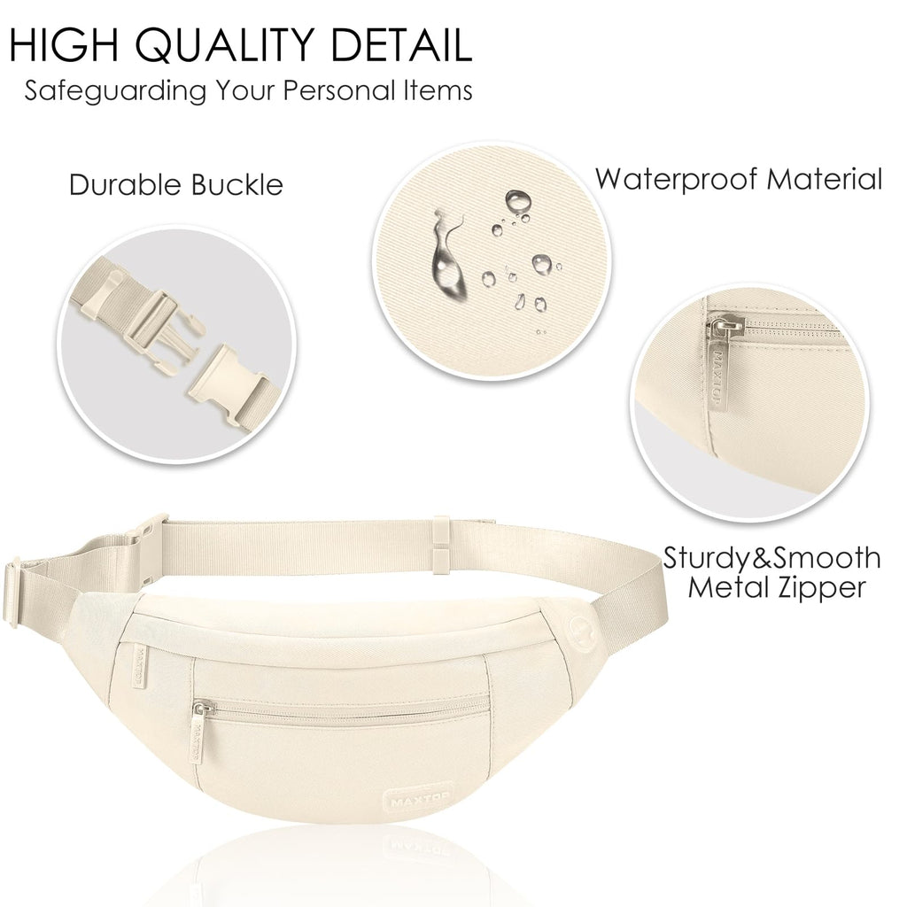 MAXTOP Large Fanny Pack for Women Men Crossbody Bag with 4-Zipper Pockets