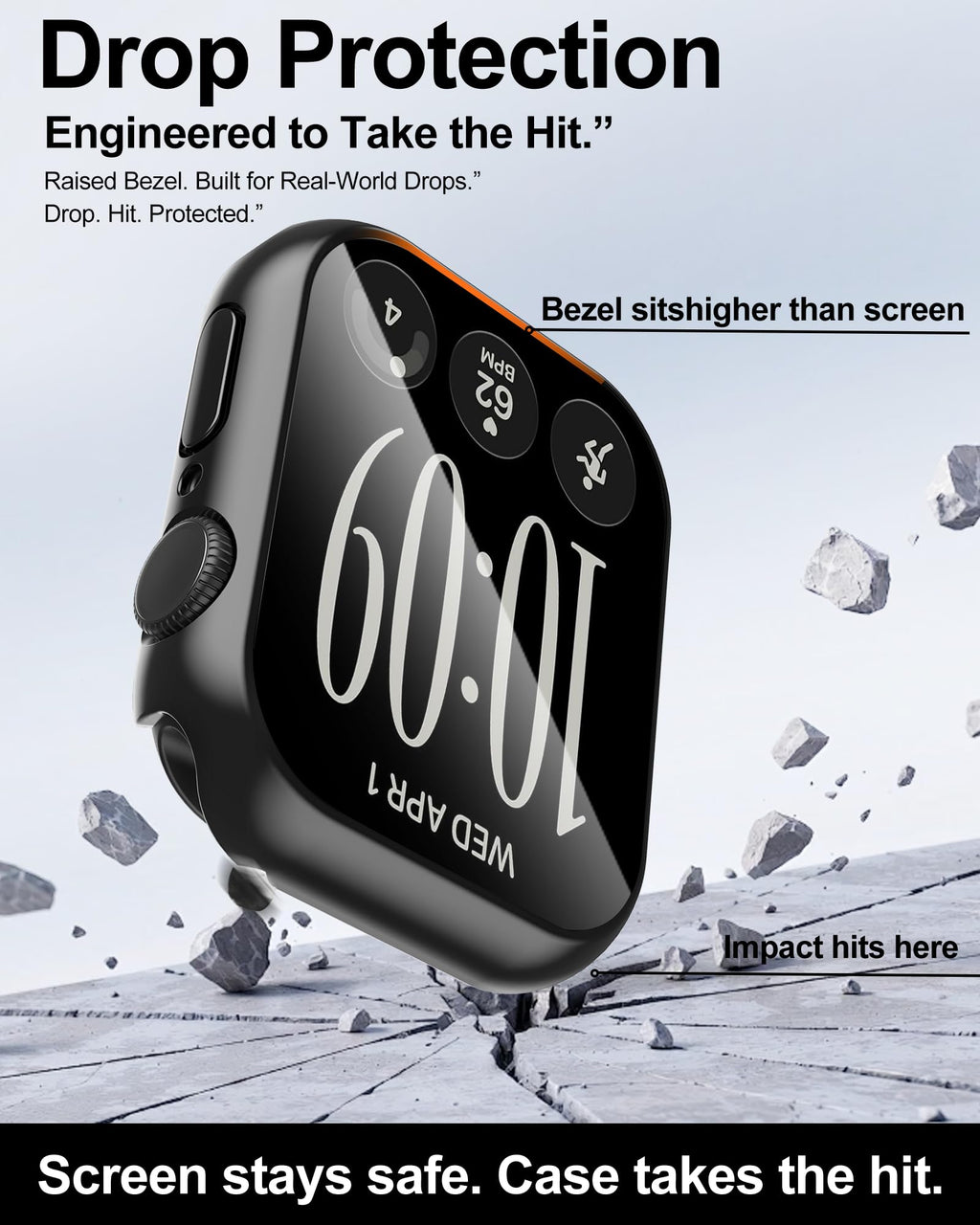 Smiling 2 Pack Case Compatible with Apple Watch Series 9/8/7 41mm with Tempered Glass Screen Protector, Hard PC Case Overall Protective Cover- 1 Silver + 1 Transparent